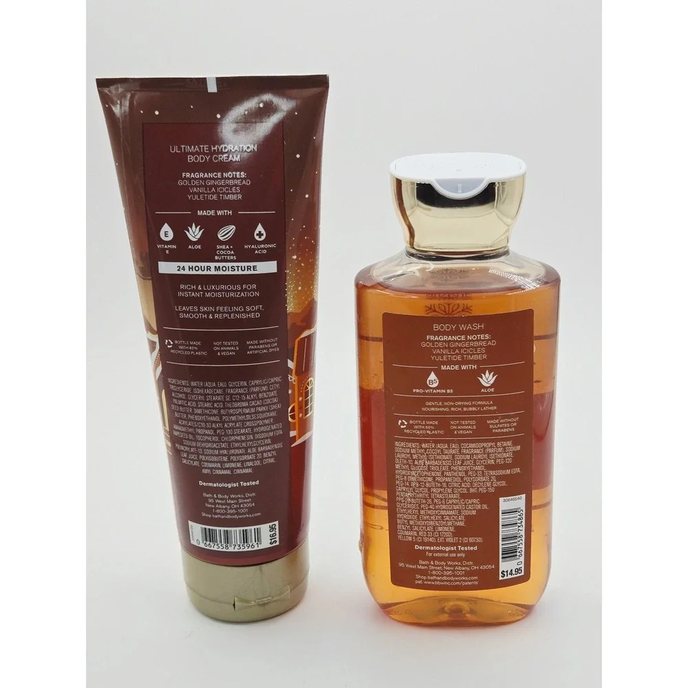 Bath & Body Works Jolly Gingerbread Village Body Cream and Body Wash Set